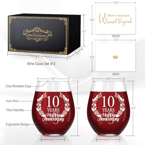 10 Years Happy Anniversary Wine Glass Set of 2