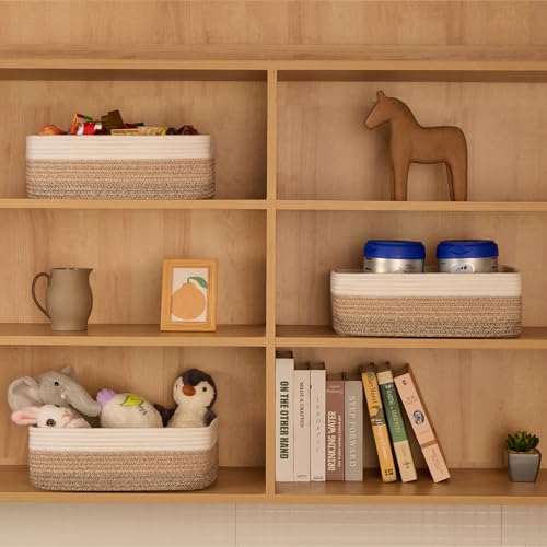 Large Shallow Organizing Baskets 15x11x5.1 Inches (4 Count)