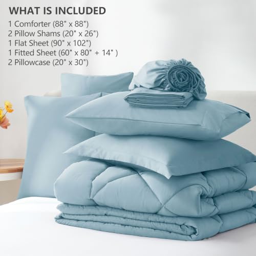 Queen Comforter Set with Sheets Light Blue