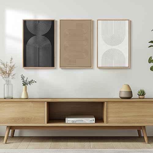 Framed Black and White Neutral Abstract Wall Art set (3 Count)