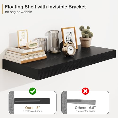 Black Bathroom Shelves Floating Shelves for Wall Shelf Over Toilet Long Wall Mounted Modern Farmhouse