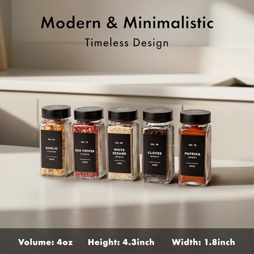 Glass Spice Jars with Label (36 Count)