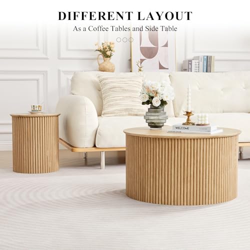 Fluted Round Nesting Coffee Table Set of 2 (2 Count)