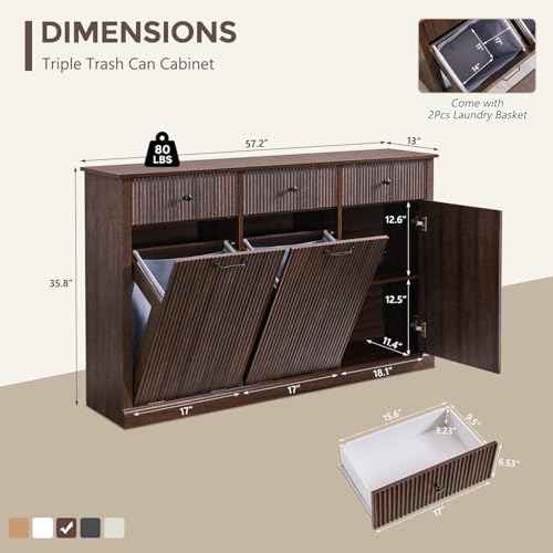 Triple Tilt Out Trash Can Cabinet