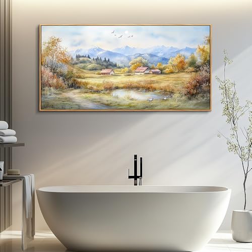 Canvas Wall Art For Living Room Farmhouse Dining Room Home Wall Decor For Bedroom Office Wall Decoration Rural Landscape Painting Wood Frame Prints Pictures Artwork Aesthetics 20"x40"