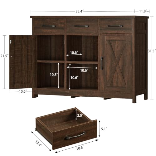 Coffee Bar Cabinet with 3 Drawers