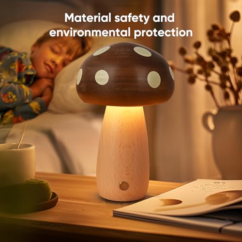 2 Pack LED Wood Mushroom Table Lamp (2 Count)