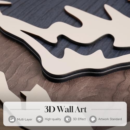 Framed 3D Wood Mountain Living Room Wall Decor