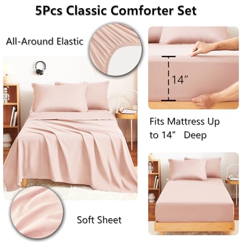 Twin XL Comforter Set Blush Pink