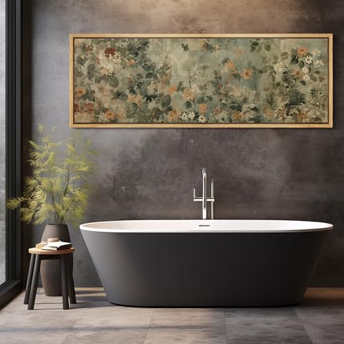 Large Framed Canvas Print Wall Art Minimalist Ink Branches Illustrations Antique Retro Fine Art Illustrations Decorative for Bedroom