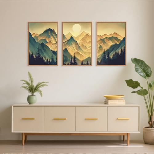 Mountains Forests Framed Canvas Wall Art Set