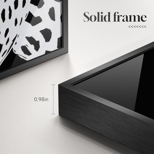 Large Framed Modern Black and White Leopard Wall Art