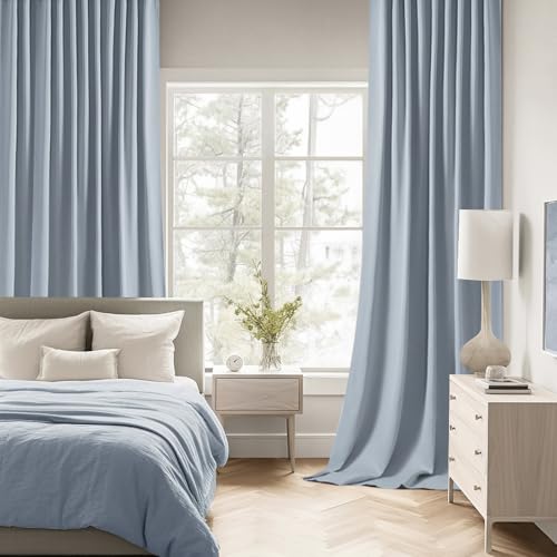Light Blue Back Tab Blackout Curtains 52x84 Inch Length 2 Panels Set (2 Count)