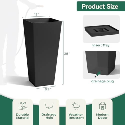 Garden Large 28 in.Tall Planters Set of 2 for Indoor and Outdoor (2 Count)