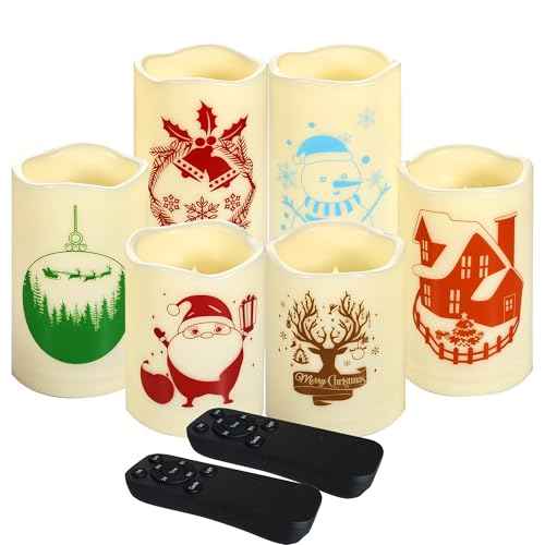 Christmas Outdoor Battery Operated Flameless LED Candles with Remote 6 Pack (6 Count)