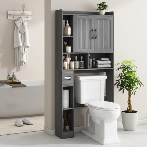 Farmhouse Over The Toilet Storage Cabinet with Barn Door