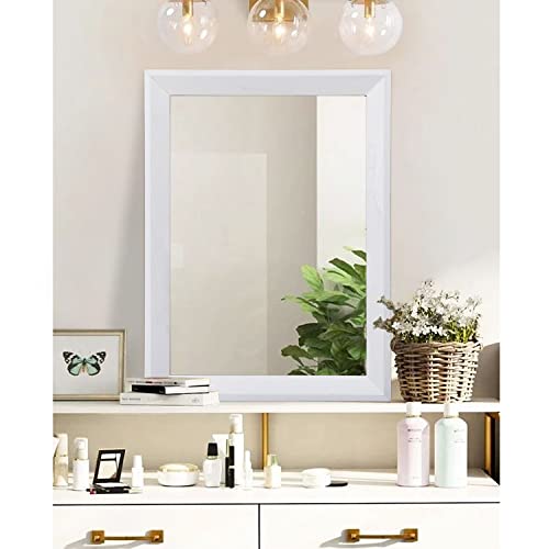 Rectangular Wall Mirror Decorative Wood Framed Mirrors Large 28"x20" for Farmhouse Bedroom Bathroom Living Room Entryway Hanging Home Decor