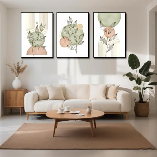 3Pcs Sage Green Boho Canvas Wall Art (3 Count)