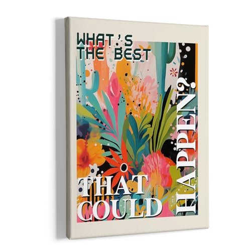 What's the Best That Could Happen Maximalist Floral Framed Canvas Painting Wall Art Decor