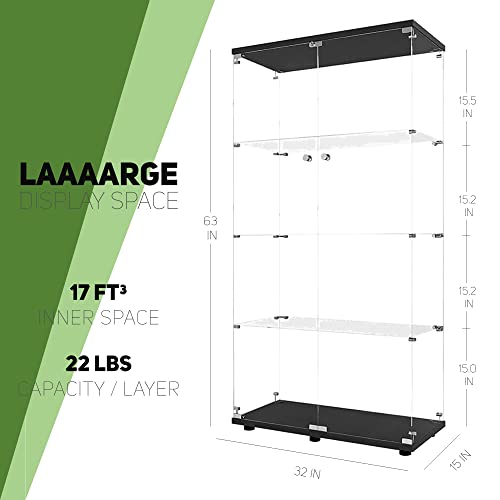 Glass Display Cabinet with 4 Shelves