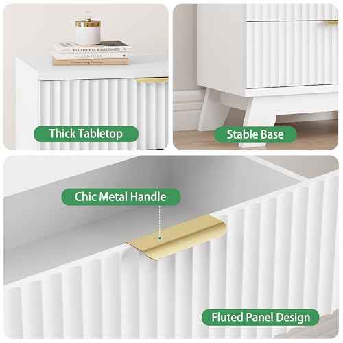 Fluted Dresser for Bedroom with 3 Drawers