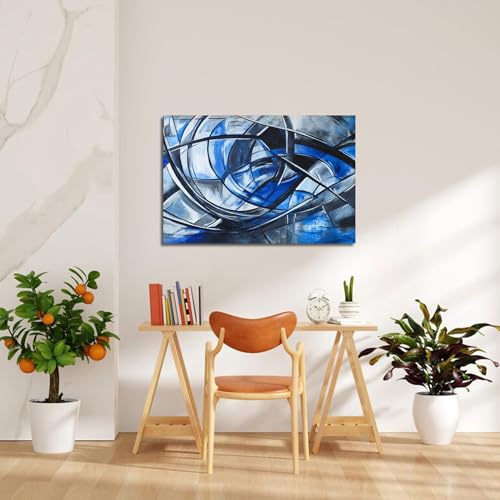 Abstract Wall Art Decor Modern Wall Art Pictures for Living Room Abstract Canvas Art Wall Decor Blue Wall Art Prints Black and White Wall Art Decor Artwork for Walls Home Office Decorations 32" X 48"