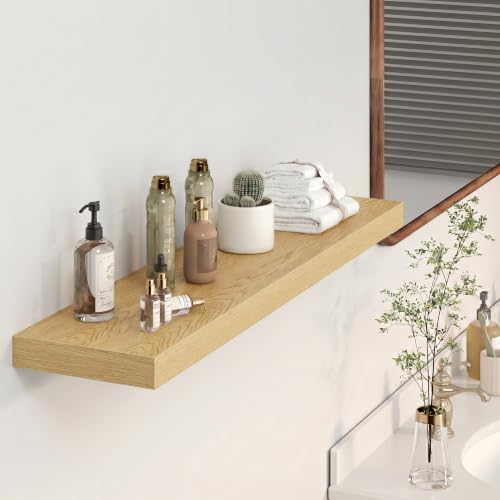 Floating Shelves 39.4" W x 9.3" D Oak Set of 2 (2 Count)
