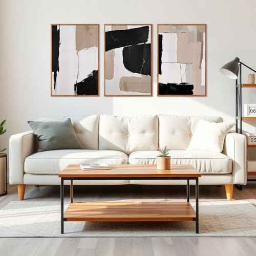 Large Abstract Neutral Framed Canvas Wall Art