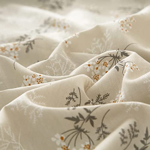 Boho Floral Comforter Set Full Size Vintage Style Floral Bedding Comforter with 2 Pillowcases Garden Flower Leaves Botanical Comforter Set Soft Fluffy 3 Pieces Bedding Set for Girls Women
