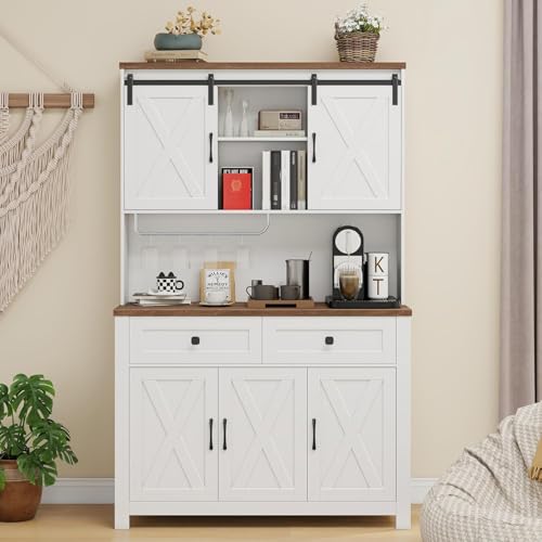 67.7 Inch Farmhouse Pantry Storage Cabinet with Sliding Barn Doors