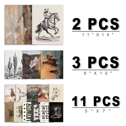 16 PCS Western Wall Art Decor (16 Count)
