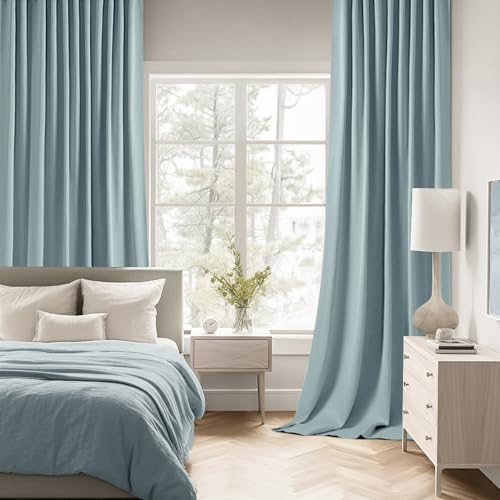 Slate Blue Back Tab Blackout Curtains 52x120 Inch Long 2 Panels Set (2 Count)