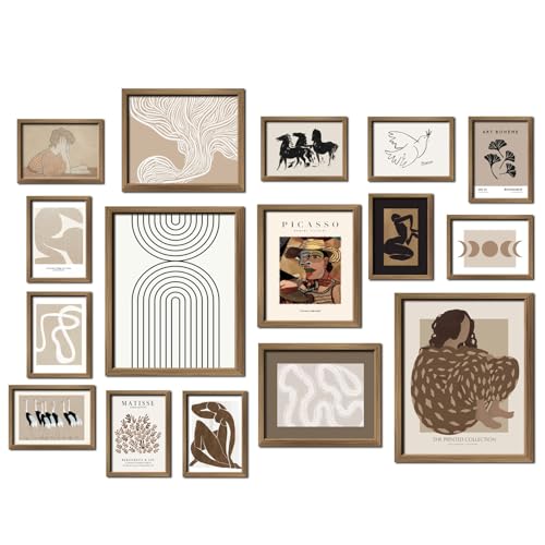 16 PCS Boho Eclectic Wall Art Decor (16 Count)