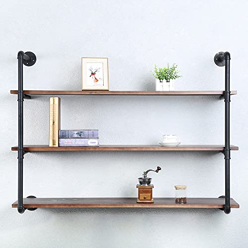 Industrial Pipe Shelves With Wood Planks