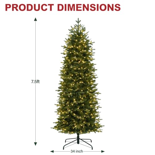 7.5 ft Prelit Pencil Christmas Tree with 400 Warm White LEDs