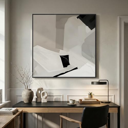 Extra Large Framed Black White Abstract Wall Art for Living Room