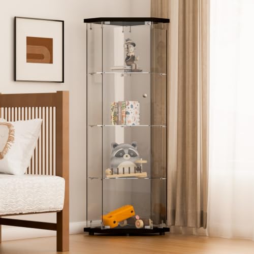 Black 5 Corner Glass Display Cabinet