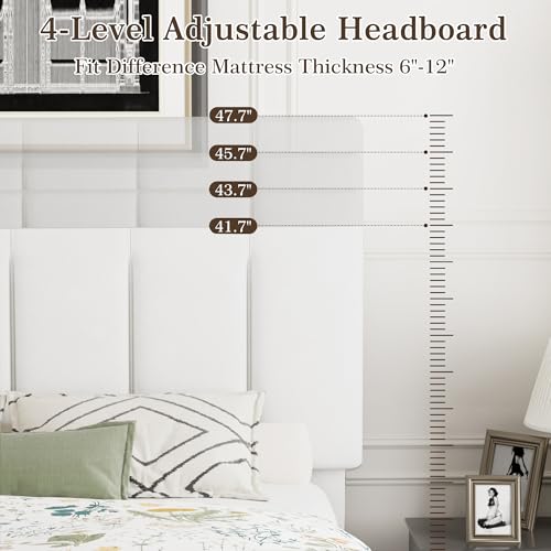 Full Size Bed Frame with Upholstered Headboard