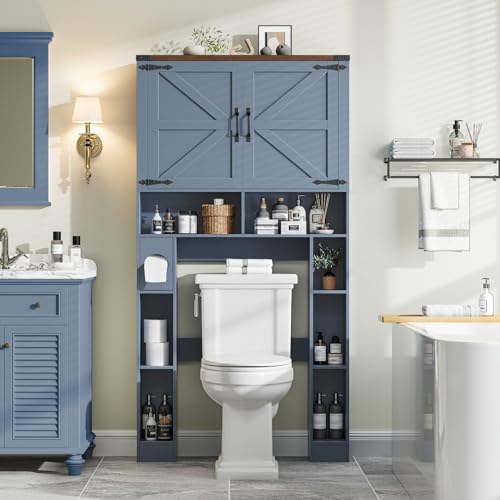 Storage Cabinet Over Toilet with 2 Barn Doors