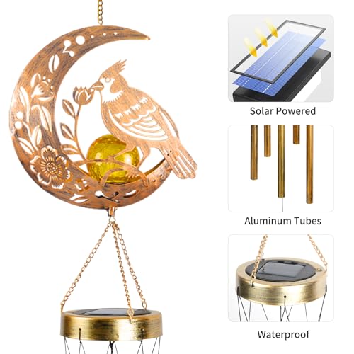 Moon Cardinal Wind Chime for Outside