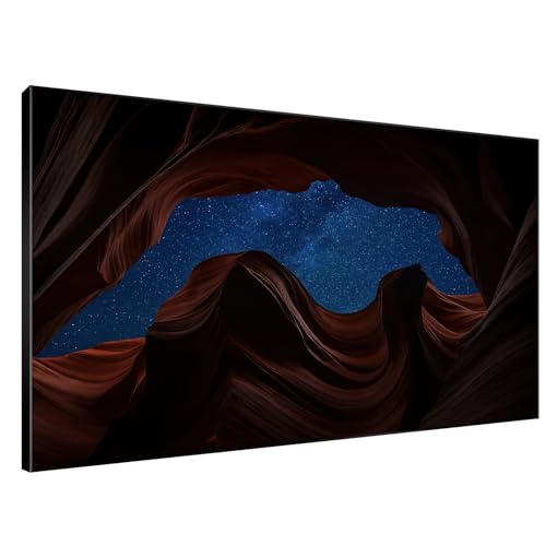46"x72" Extra Large Framed Wall Art Starry Night Sky Through Antelope Canyon Rock Arch for Home Living Room Bedroom Decor