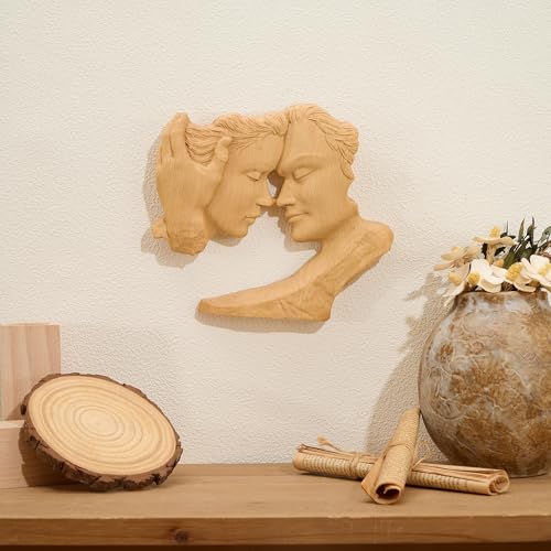 Wooden Kissing Couple Statue Home Decor Anniversary Wedding Gifts