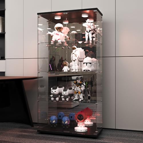 Black Glass Display Cabinet with LED&Mirror