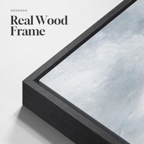 Extra Large Framed Neutral Blue Gray Abstract Wall Art