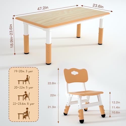 Kids Study Table and 4 Chairs Set