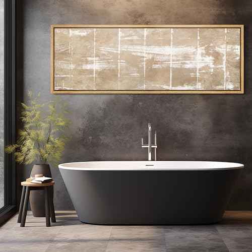 Large Framed Canvas Print Wall Art Beige White Abstract Antique Retro Fine Art Illustrations Decorative Colorful for Bedroom