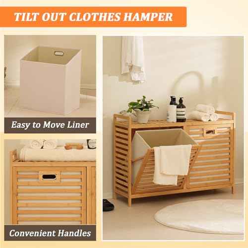 Double Laundry Hamper with Shelf