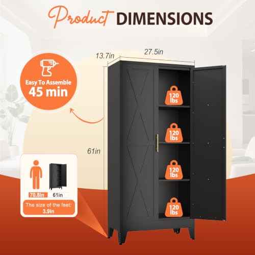 61" H Kitchen Storage Cabinet with Doors