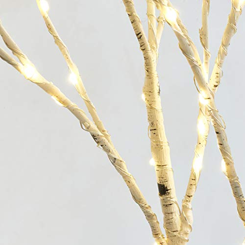 Lighted White Twig Branches 32IN 100 LED with Timer Battery Operated