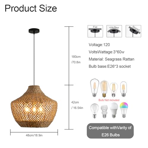 Rattan Pendant Light (3 Count)